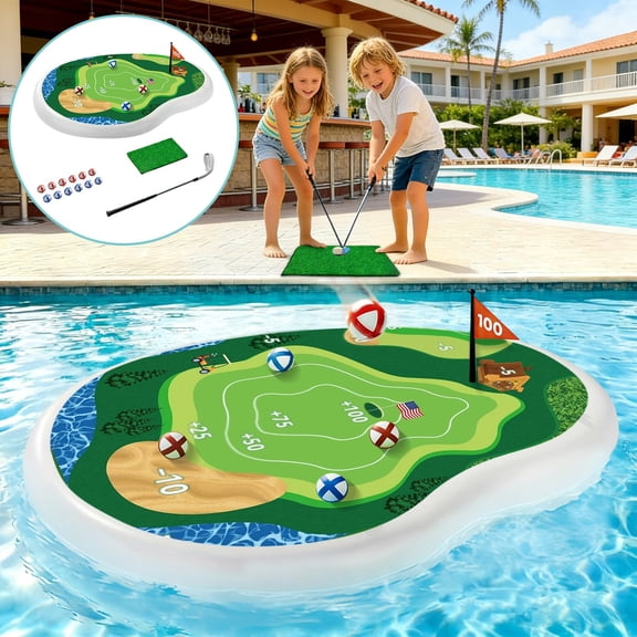 DAMAI Inflatable Golf Pool, Fun Swimming Pool Game, Multiplayer Floating Water Golf Game Set for Family Gathering Yard Summer Party Birthday Gift