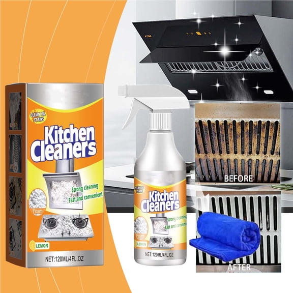 DAMAI Kitchen Degreaser Spray, Fast-Acting Grease Grime Cleaning Foam with Lemon Scent & Easy Wipe Formula, Surface Cleaner for Stovetop Range Hood Cabinet Tiles Sink Oven Cooktop Use