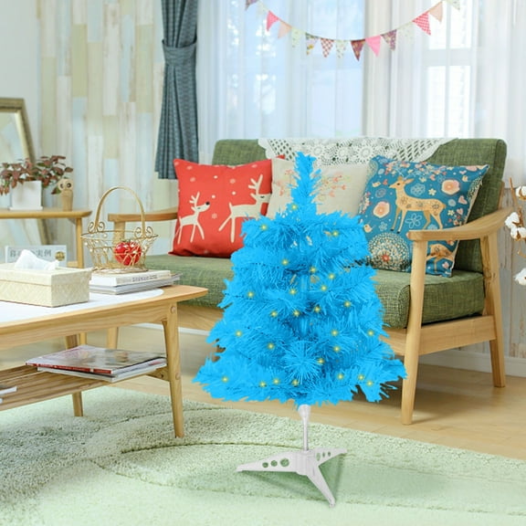 DAMAI LED Christmas Tree Hinged Spruce Artificial Holiday Christmas Tree, Artificial Xmas Pine Trees with Plastic Stand, Tabletop Xmas Tree, Christmas Table Decorations,Christmas Party Supplies