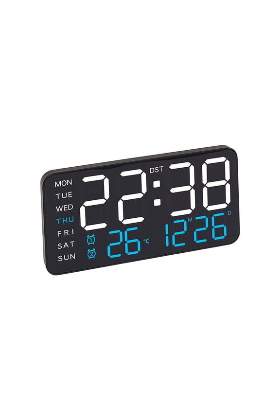 LED Digital Wall Clock with Temperature,Large Digital Wall Clock, Led Alarm Clock with Big Digits, Date, Temperature, DST, Hanging & Standing for Home, Bedroom, Office and Classroom