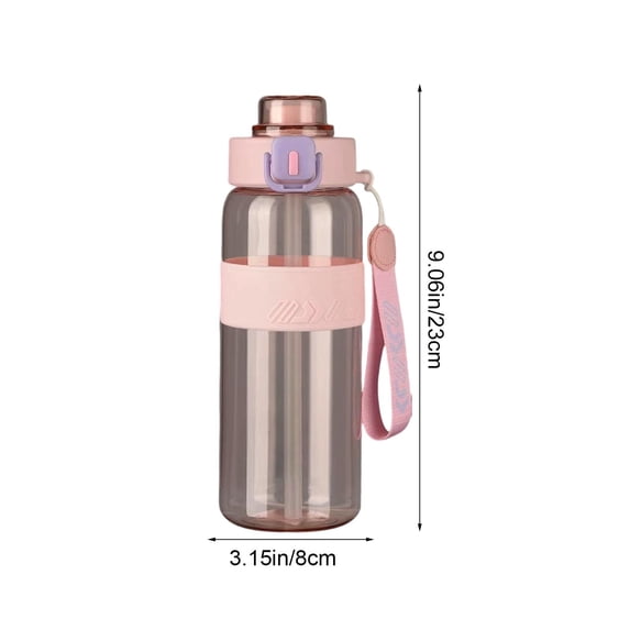DAMAI Large-Capacity Sports Water Bottle, Leakproof BPA Free Plastic Fitness Bottle with Straw & Spout Lid & High Temperature Resistant Design, Reusable Water Bottle for Gym Hiking Travel Outdoor