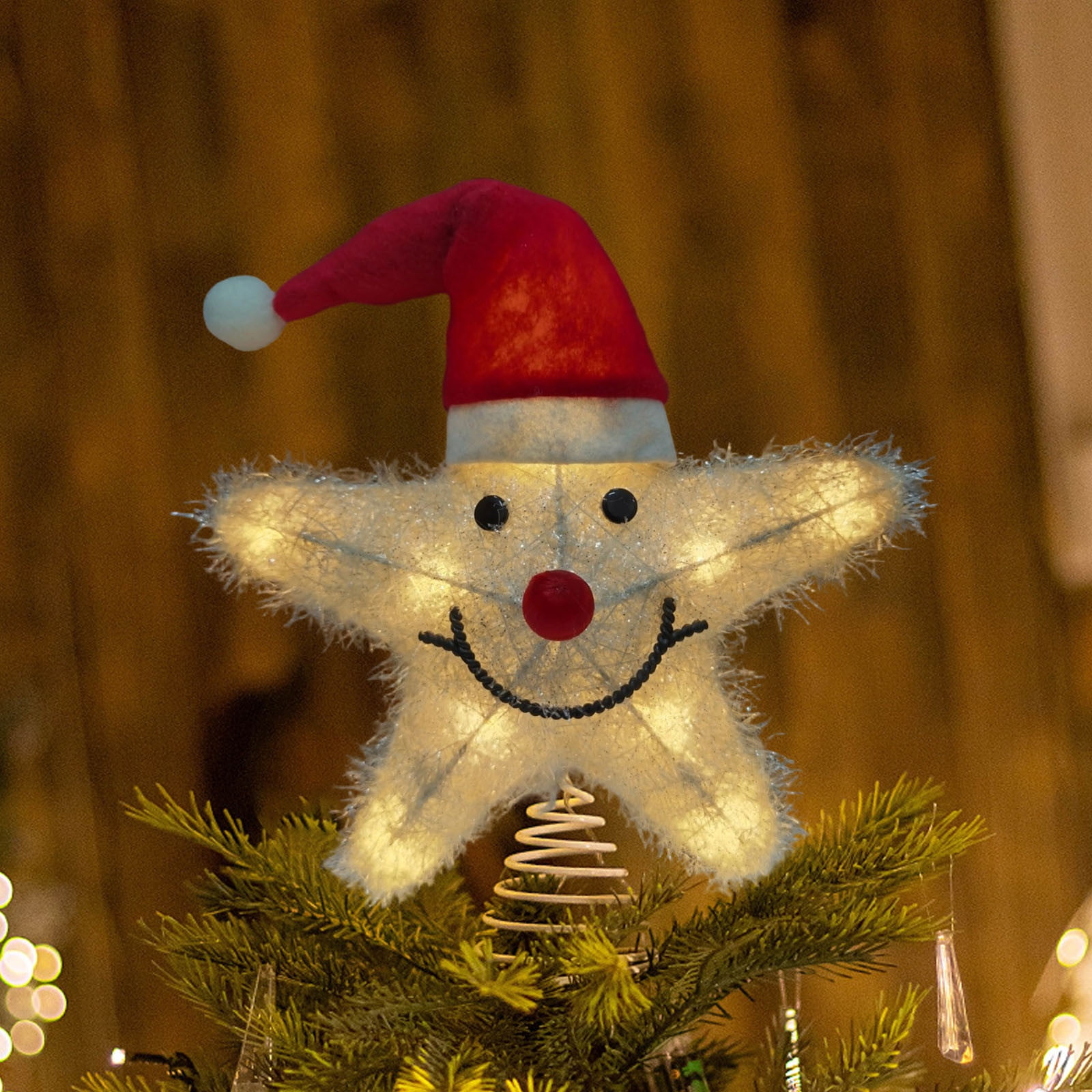 DAMAI Light up Star Christmas Tree Topper - Five-Pointed Star Led Tree ...