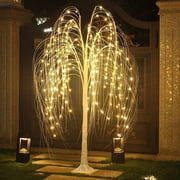 DAMAI Lighted Willow Tree, 3.9 FT 216 LED Weeping Willow Tree with Warm White Fairy Lights for Outdoor Indoor Decor for Indoor Outside Home Wedding Halloween Christmas Decorations