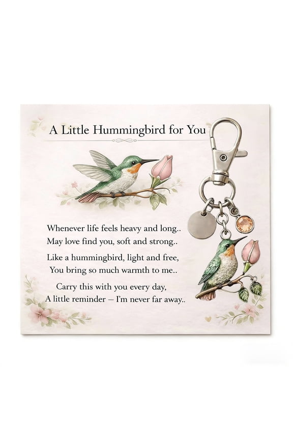 A Little Hummingbird For You Keychain-Personalized Humming Bird Theme Mom Keychain,Select The Corresponding Birthstone Pendant According To The Month Of Birth,Mother’S Day Gift