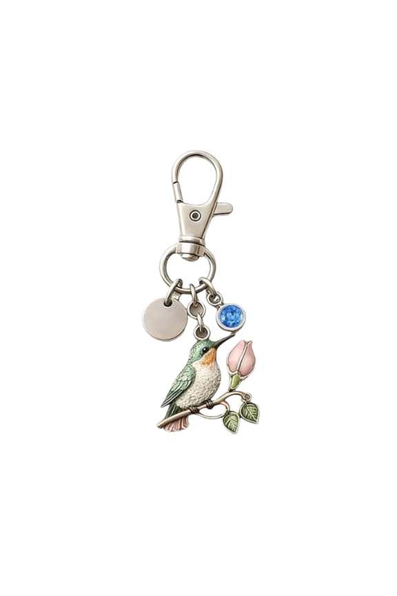 A Little Hummingbird for You keychain, Featuring Birthstones, Personalized Humming Bird Theme Mom Keychain, Personalized Humming Bird Theme Mom Keychain