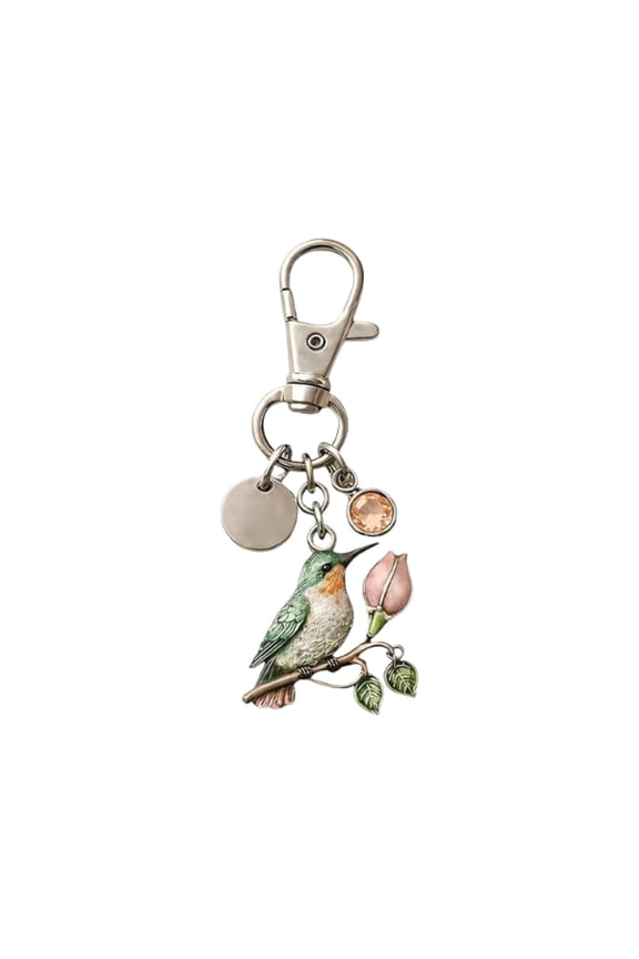 A Little Hummingbird for You keychain, Featuring Birthstones, Personalized Humming Bird Theme Mom Keychain, Personalized Humming Bird Theme Mom Keychain