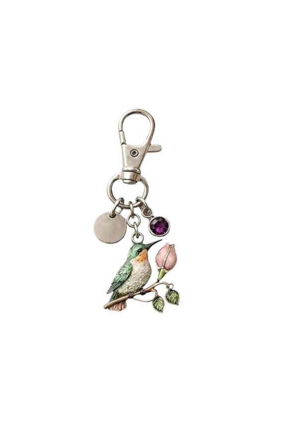 A Little Hummingbird for You keychain, Featuring Birthstones, Personalized Humming Bird Theme Mom Keychain, Personalized Humming Bird Theme Mom Keychain