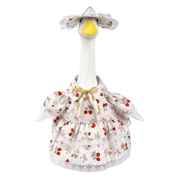 DAMAI Lolita Goose Outfit, Goose Outfit Flower Lawn Porch Goose Clothes, Pastoral Goose Clothes for Outdoor Garden, Porch, Yard, and Patio Statue Decor