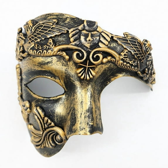 DAMAI Masquerade Mask for Men Vintage Style Roman Greek Half Face Mask The Opera Masks for Mascarade Ball Mardi Gras Party
