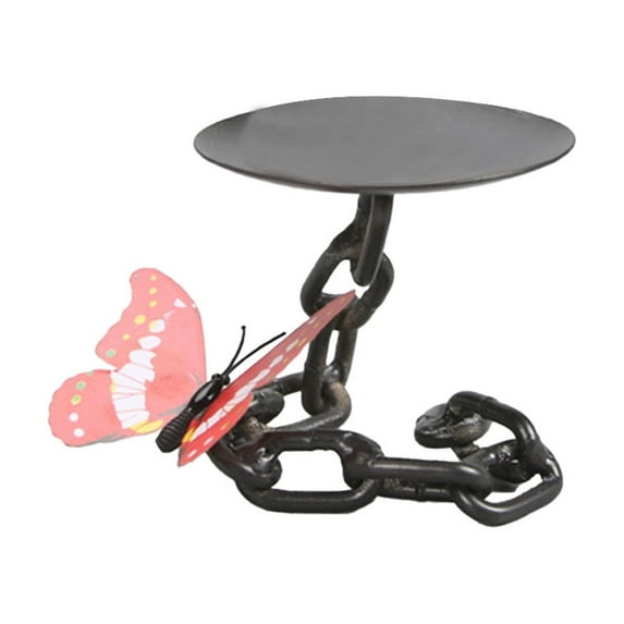 DAMAI Matte Black Iron Pillar Candle Holder with Butterfly, Rustic Iron Pillar Candle Holder with Antique Bronze Finish, Retro Metal Candlestick Holders for Table Centerpiece, Gothic Decor
