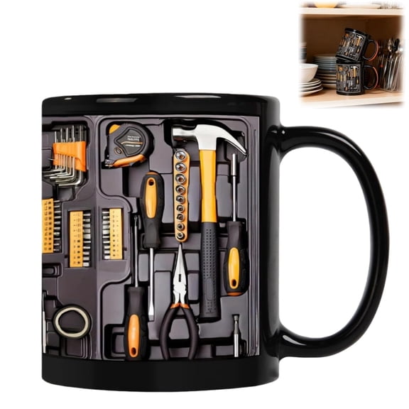 DAMAI Mechanic Toolbox Mug - Toolbox Coffee Mug, 1oz Ceramic Mechanic Toolbox Coffee Cup for Birthday Christmas Thanksgiving Anniversary, Tool Box Tea Mug Funny Gift for Husband Dad