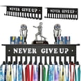 thumbnail image 1 of DAMAI Medal Hanger - Ribbon Holder & Display Frame With 15 Hooks for Medals & Awards, Wall Mounted Metal Trophy Rack for Gymnastics, Soccer, Basketball, Football, 1 of 7