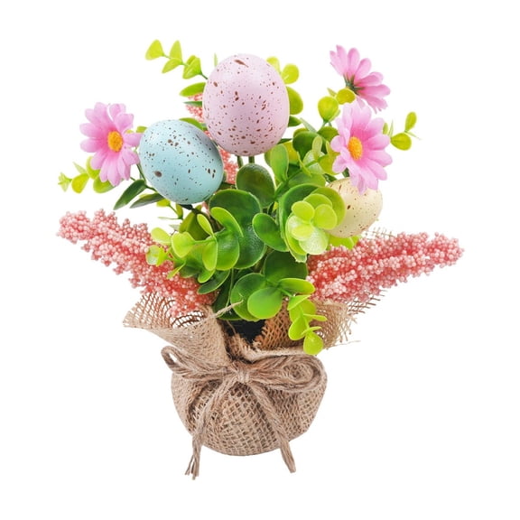 DAMAI Micro Easter Egg Tree with Burlap Base Easter Tree Ornament Artificial Table Tree for Wedding Birthday Spring Event Decoration