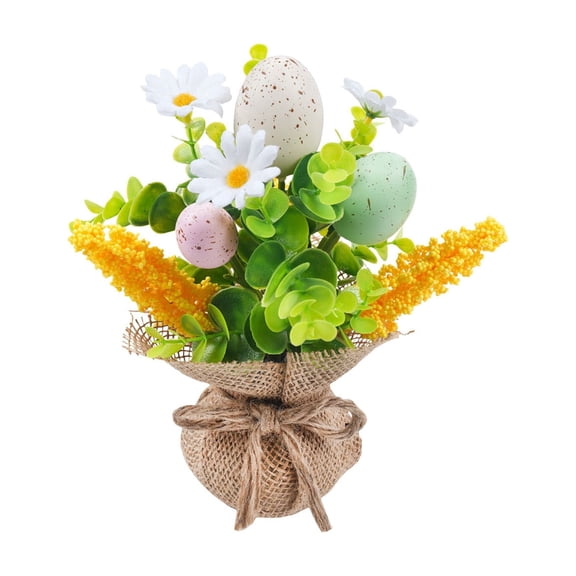DAMAI Micro Easter Egg Tree with Burlap Base Easter Tree Ornament Artificial Table Tree for Wedding Birthday Spring Event Decoration