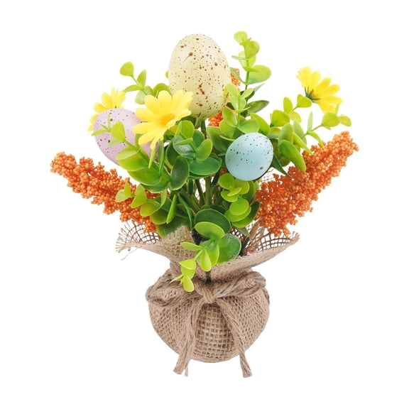 DAMAI Micro Easter Egg Tree with Burlap Base Easter Tree Ornament Artificial Table Tree for Wedding Birthday Spring Event Decoration