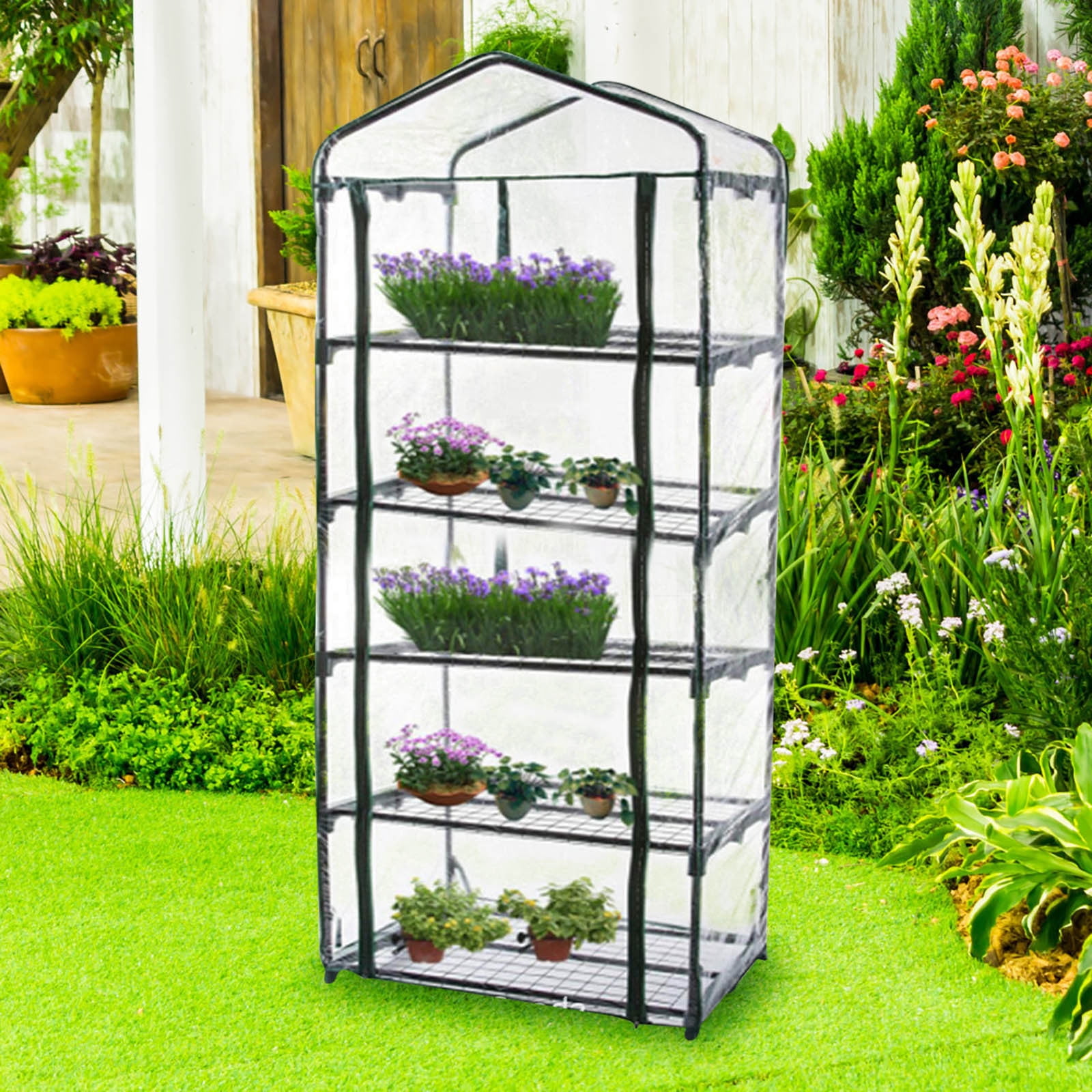 PYY Mini Indoor Greenhouse with Grow Light - 5 Tier Gardening Shelves... PYY Mini Indoor Greenhouse with Grow Light - 5 Tier Gardening Shelves...