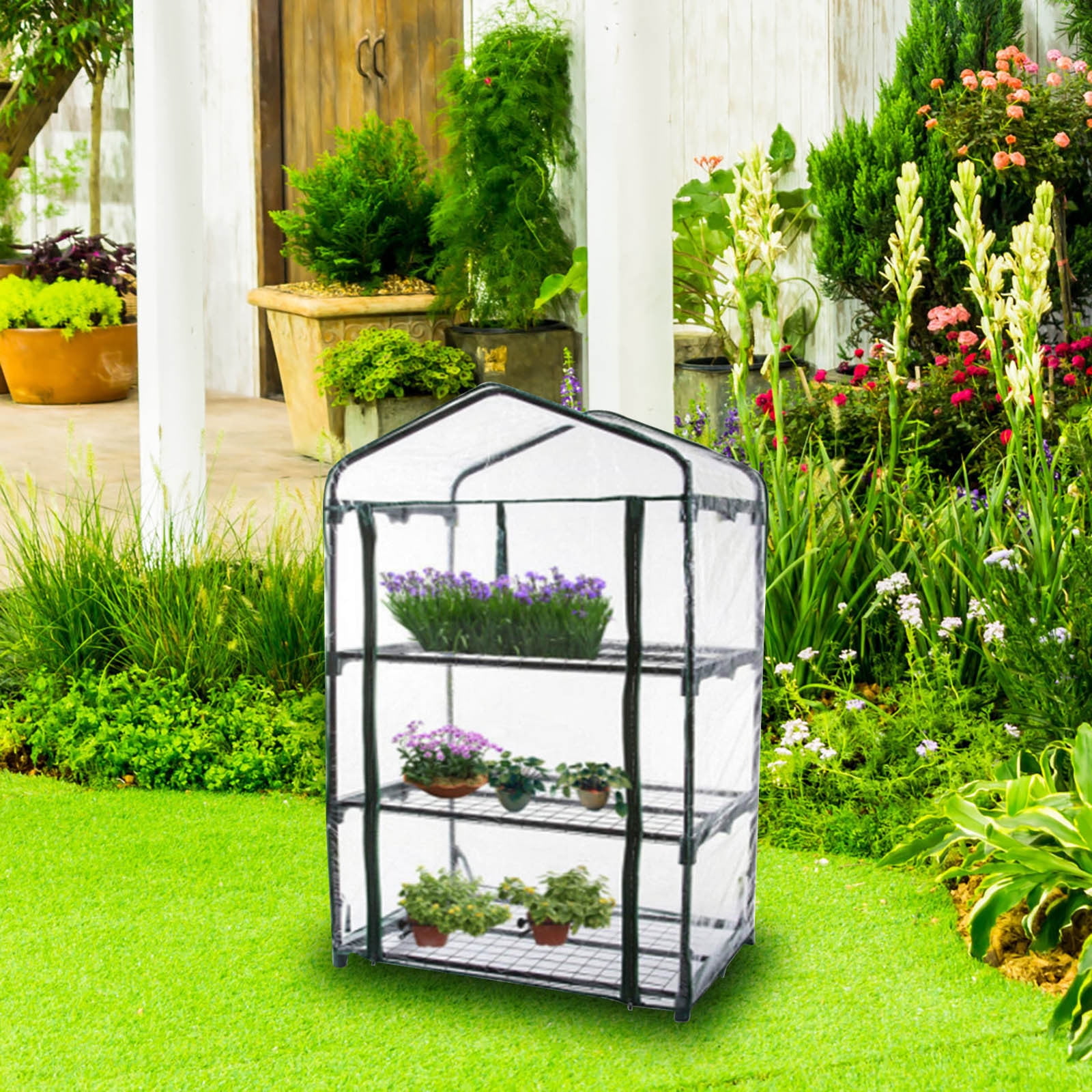 Outsunny Mini Greenhouse, Portable Indoor Outdoor Green House with PE Cover Outsunny Mini Greenhouse, Portable Indoor Outdoor Green House with PE Cover
