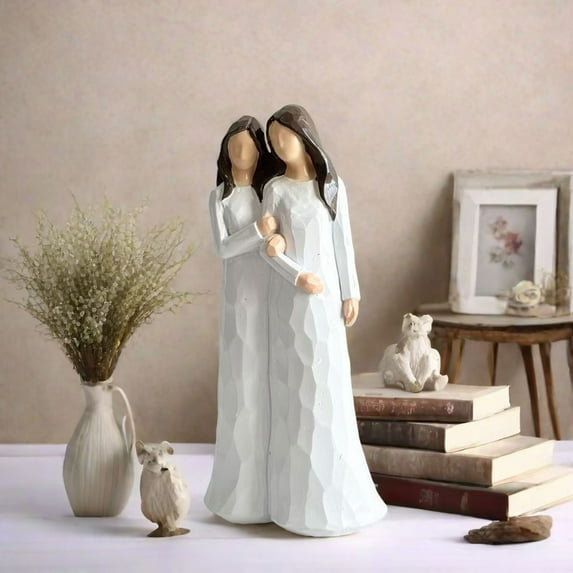 DAMAI Mother Daughter Resin Figurine - Mom Daughter Hugging, Mother Daughter Figurine with Handmade, Gifts for mom from Daughter, Retirement Gifts, Mother of The Bride Gifts, Memorial Gifts