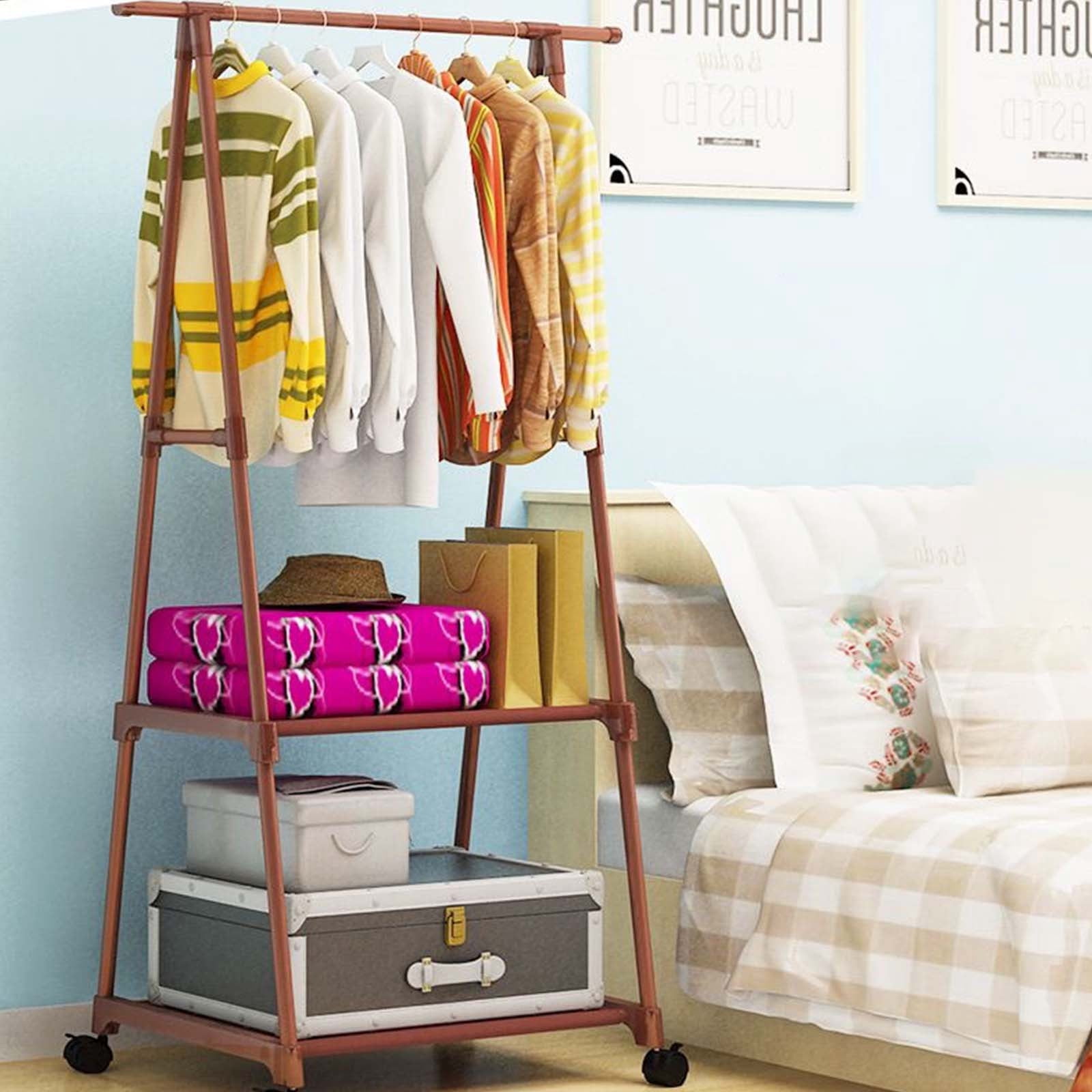 DAMAI Multi-Functional Metal Garment Rack With Wheels, Heavy Duty ...