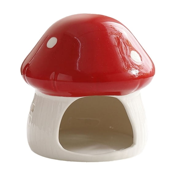 DAMAI Mushroom Shaped Ceramic Hamster House, Small Animal Hideout Outdoor Cartoon Multipurpose Hamster Hide Bed for Guinea Pig Hideout