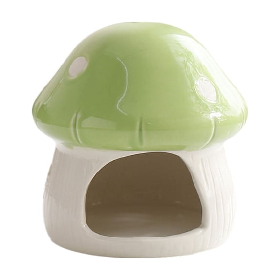 DAMAI Mushroom Shaped Ceramic Hamster House, Small Animal Hideout Outdoor Cartoon Multipurpose Hamster Hide Bed for Guinea Pig Hideout