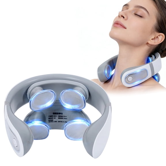 DAMAI Neck Massager, 4-Head Neck Massage with 6 Vibration Modes & 15 Intensity Levels, Electric Pulse Deep Tissue Neck Massage, Promote Muscle Relaxation for Women Men Gifts