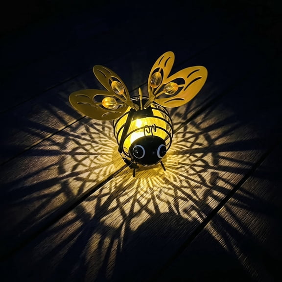DAMAI Outdoor Hanging Solar Bee Light,Waterproof Painted Iron Art Crafts Bumble Bees Solars Light, Outdoor Insect LED Lanterns for Party Festivals Garden Decor Birthday Gifts