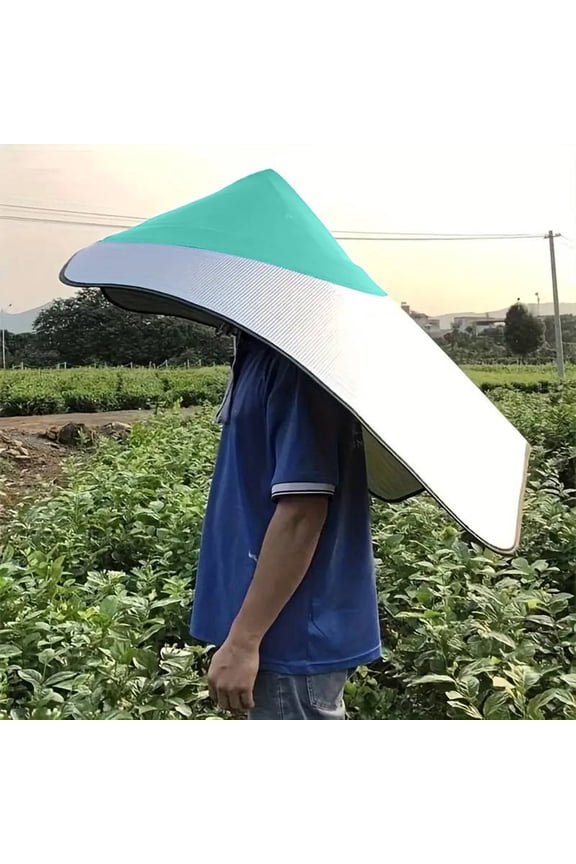 Outdoor Sun Rain Hat - Farming Work Cloak with Aluminum Film Cape, Lightweight & Foldable Wide Brim Hat for Face Neck Shade, Sun Protection Cape for Gardening, Fishing, Hiking