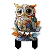 DAMAI Owl Acrylic Garden Stake, Outdoor Acrylic Owl Sculptures for Flower Potted Ornament and Landscape Beautification, 2D Flat Patio Owl Art Insert for Garden, Lawn, Backyard, Farm