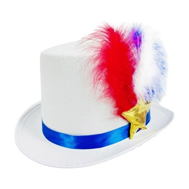 DAMAI Patriotic Top Hat 4th of July,Independence Day Red White And Blue Decorative Hat Sequin Hat,Red White Blue Sequin Top Hats Costume Party Hats for Men Women Unisex