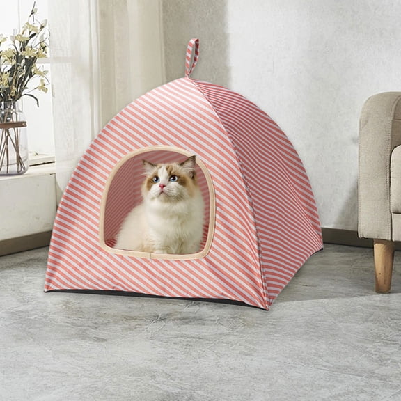 DAMAI Pet Tent for Cats & Small Dogs,Dog Cat House Tent with Breathable Mesh,Portable Washable Waterproof Pet Tents with Cool Mat for Camping, Beach, Park - Semi-Enclosed Hideaway(Pink)