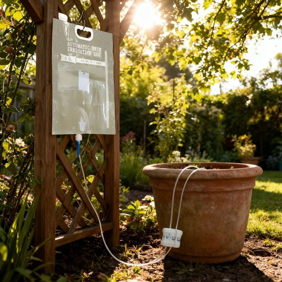 DAMAI Plant Drip Irrigation Bags - Automatic Watering System, Garden Slow Release Hydration System, 1.72gal/6.5L High Volumetric, Long Time Watering System for Potted Indoor Outdoor(2 Water outlets)