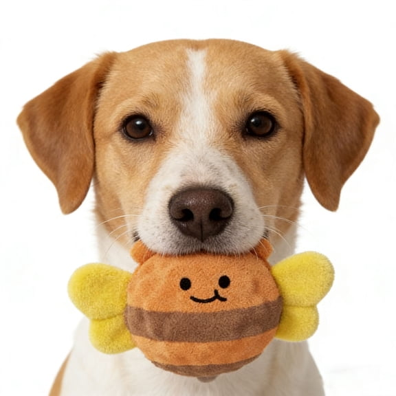 DAMAI Plush Spiky Ball Dog Toy, Interactive Dog Toys, Jumping Squeaky Chew Toy Ball with Soft Durable Fabric for Small Medium Large Dogs Puppy Teething Toys (Brown)