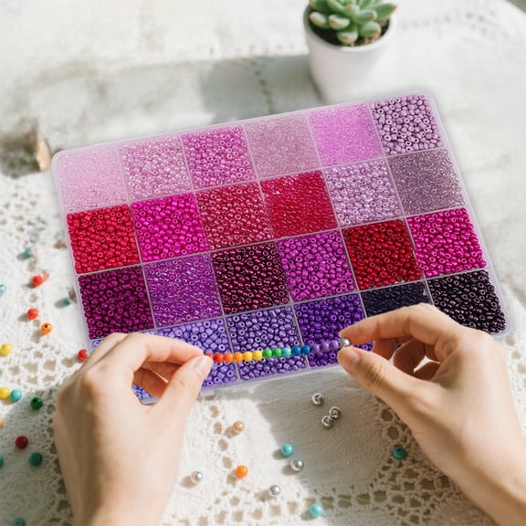DAMAI Rainbow Color 3mm Seed Beads, 5200Pcs Glass Seed Beads Kit with Storage Box, Colorful Glass Rice Beads Set DIY Jewelry Making Kit for DIY Necklace Bracelet Crafts