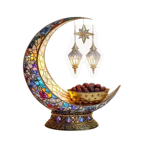 DAMAI Ramadan Decorations 2D Flat Acrylic Eid Mubarak Ramadan Table Sign Ramadan Moon Palace/Moon Maid Ornament for Muslim Party Tabletop Decor Islamic Gifts
