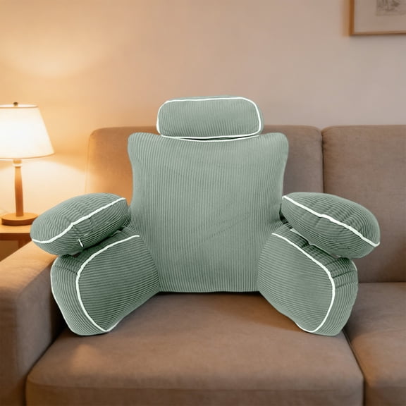 DAMAI Reading Pillow for Bed Adult with Arms support, Large Supportive Backrest Cushion with Soft Breathable Fabric, Orthopedic Pillow for Sitting Up in Bed Reading Watching TV Gaming Sofa