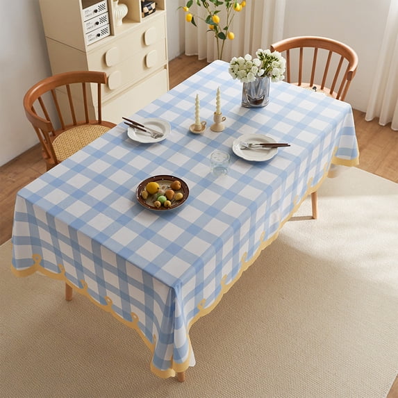 DAMAI Rectangle Tablecloth with Wave Lace 31.4 x 47.2 Inch, Buffalo Plaid Rectangle Table Cover Waterproof Tabletop Cover Kitchen Tablecloths for Dining Table Kitchen and Outdoor Picnic