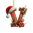 thumbnail image 1 of DAMAI Red Buffalo pattern Initials Christmas Ornaments for Tree, 2D Acrylic Personalized Decorative Monogram Pendants with Santa Hat, 26 Letters Hanging Decorations for DIY Crafts Xmas Home Decor, 1 of 5