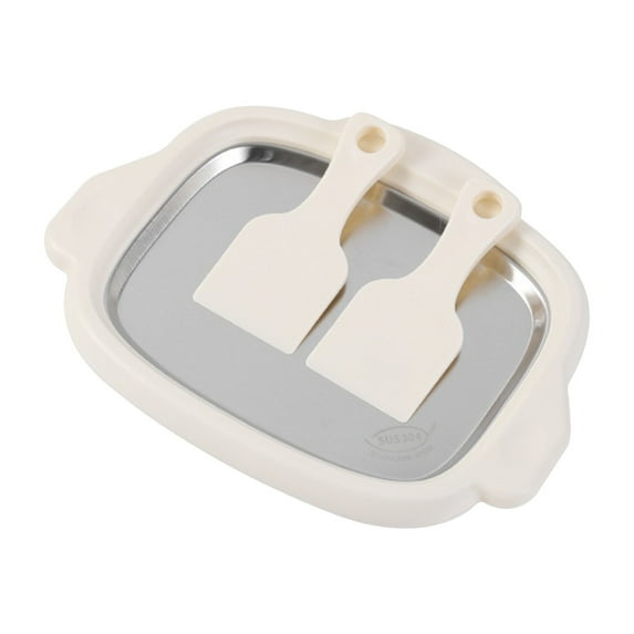 DAMAI Rolled Ice Cream Maker Kit, Portable Instant Rolled Icecream Maker Machine Tray, Diy Rolled Ice Cream Tray Includes 2 Scrapers, Stainless Steel Ice Cream Machine Tray, Fun Frozen Dessert Making