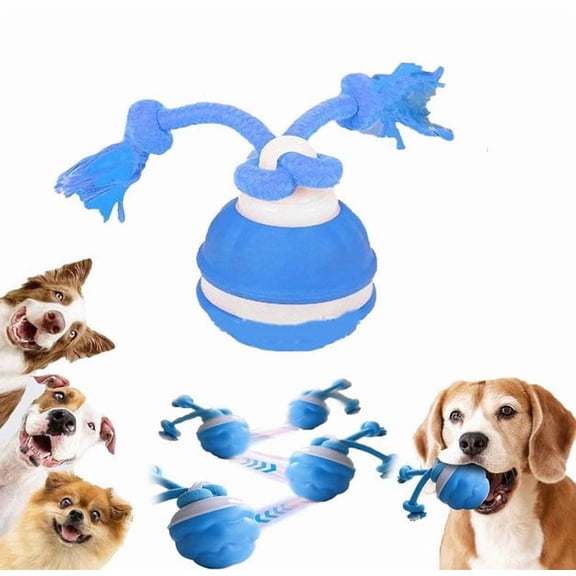 DAMAI Rolling Dog Toy, Automatic Dog Walker Interactive Indestructible Waggle Ball Toy, Pet Ball & Active Rolling Puppy Toys to Keep Them Busy, Daily Training Interactive Puppy Toys(Blue)