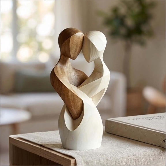 DAMAI Romantic Couple Decorations, Handmade Abstract Two Become One Lovers Figure Statue, Symbol of Love Sculpture for Home Study Shelf Sideboard Living Room Bedroom Desk
