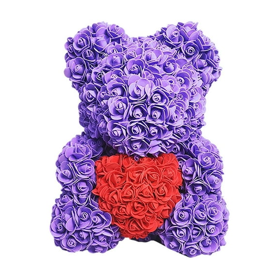 DAMAI Rose Bear Gifts for Valentines, 10 inch Handmade Rose Bear with Gift Box, Romantic Rose Flower Bear for Wife Girlfriend, Christmas Anniversary, Birthday, Mothers Day