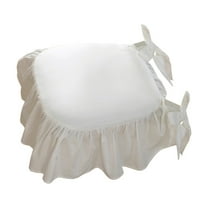 DAMAI Ruffled Chair Cushion for Dining Chairs, French Cotton Simple Seat Cushion, Ruffled Chair Cushions with Ties and Cotton Filled for Kitchen and Officewooden Dinner Chair (White)