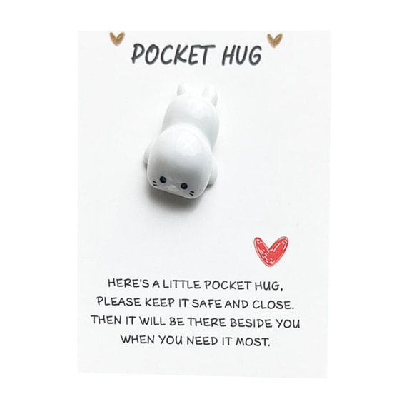 DAMAI Seals Pocket Hug Token, Mini Cute Seals Pocket Hug Decoration with Greeting Cards,Thinking of You Gifts, Adorable Encouragement Greeting Card with Seals Ornaments
