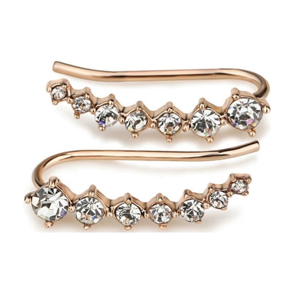 DAMAI Seven Star Diamond Stud Earrings, Sparkling Crystal Pierced Ear Climbers, Hypoallergenic Crystal Stud Wrap Earrings for Her for Wedding Christmas Anniversary