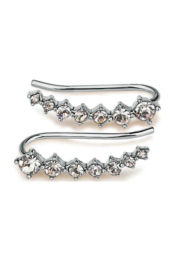 Seven Star Diamond Stud Earrings, Sparkling Crystal Pierced Ear Climbers, Hypoallergenic Crystal Stud Wrap Earrings for Her for Wedding Christmas Anniversary