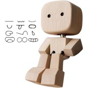 DAMAI Shaking Feet Wooden Doll,Shaking Wooden Man Figurine with 12PCS Magnetic Expressions,Handmade Shaking Feet Wooden Doll Funny Bobblehead Car Dashboard Decor