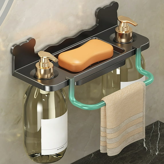 DAMAI Shampoo and Conditioner Dispenser, Drill Free Wall Mounted Shower Soap Dispenser, Shampoo Bottle Holder Plastic 3 Chamber for Bathroom Kitchen Toilet