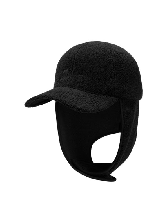 Sherpa Fleece Baseball Cap with Earflaps, Unisex Ear Flap Hat with Brim Plush Lined Warm Cap, Winter Women's Ear Protection Warm Baseball Hat