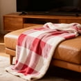 thumbnail image 1 of DAMAI Sherpa Fleece Blanket - Watermelon Red and White Buffalo Plaid Christmas Blanket, 50" x 60" Double Layer Lamb Wool Blanket, Super Soft Cozy Warm Thick Winter Throw Blankets for Couch and Bed, 1 of 4